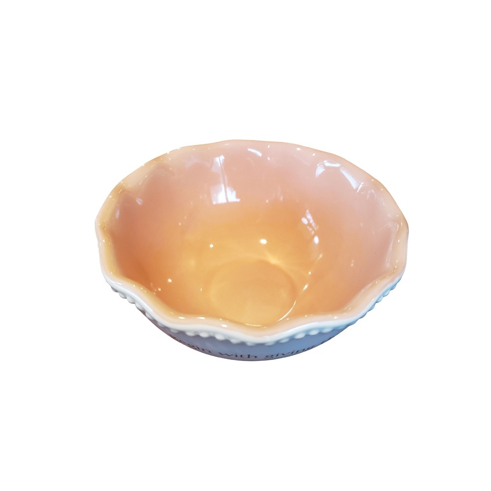 Mary & Martha Grace & Gratitude All Purpose Bowl White Peach Scalloped J1879 - Picture 2 of 4